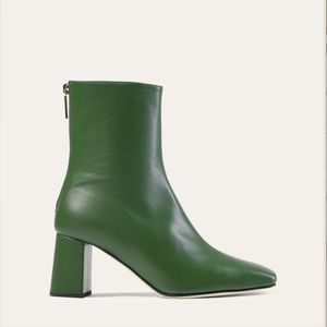 "Dear Frances" Cube green leather boots from Italy. Size 9.